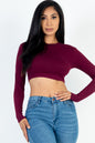 Crew Neck Long Sleeve Cropped Top - Capella Apparel