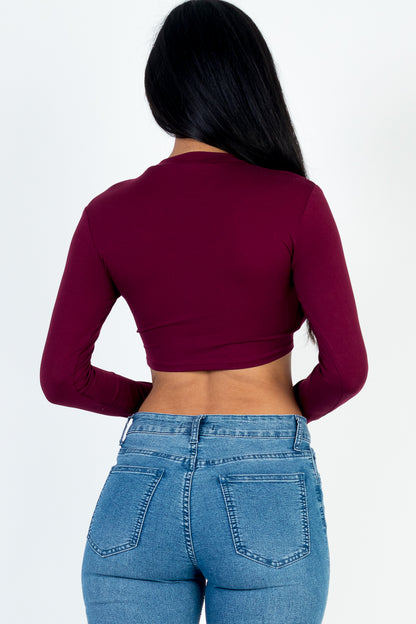 Crew Neck Long Sleeve Cropped Top - Capella Apparel