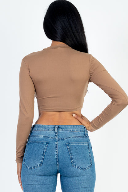 Crew Neck Long Sleeve Cropped Top - Capella Apparel