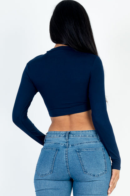 Crew Neck Long Sleeve Cropped Top - Capella Apparel