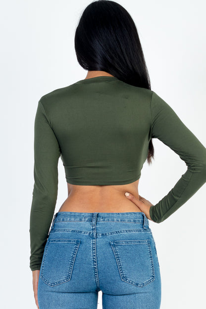 Crew Neck Long Sleeve Cropped Top - Capella Apparel