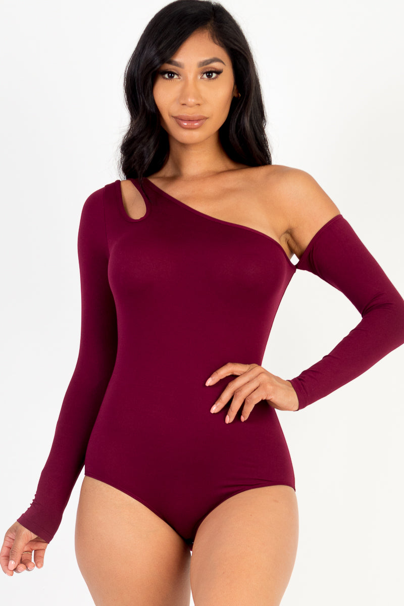 One Shoulder Cut Out Bodysuit - Capella Apparel