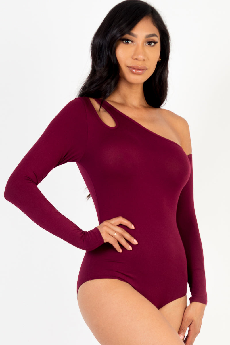 One Shoulder Cut Out Bodysuit - Capella Apparel