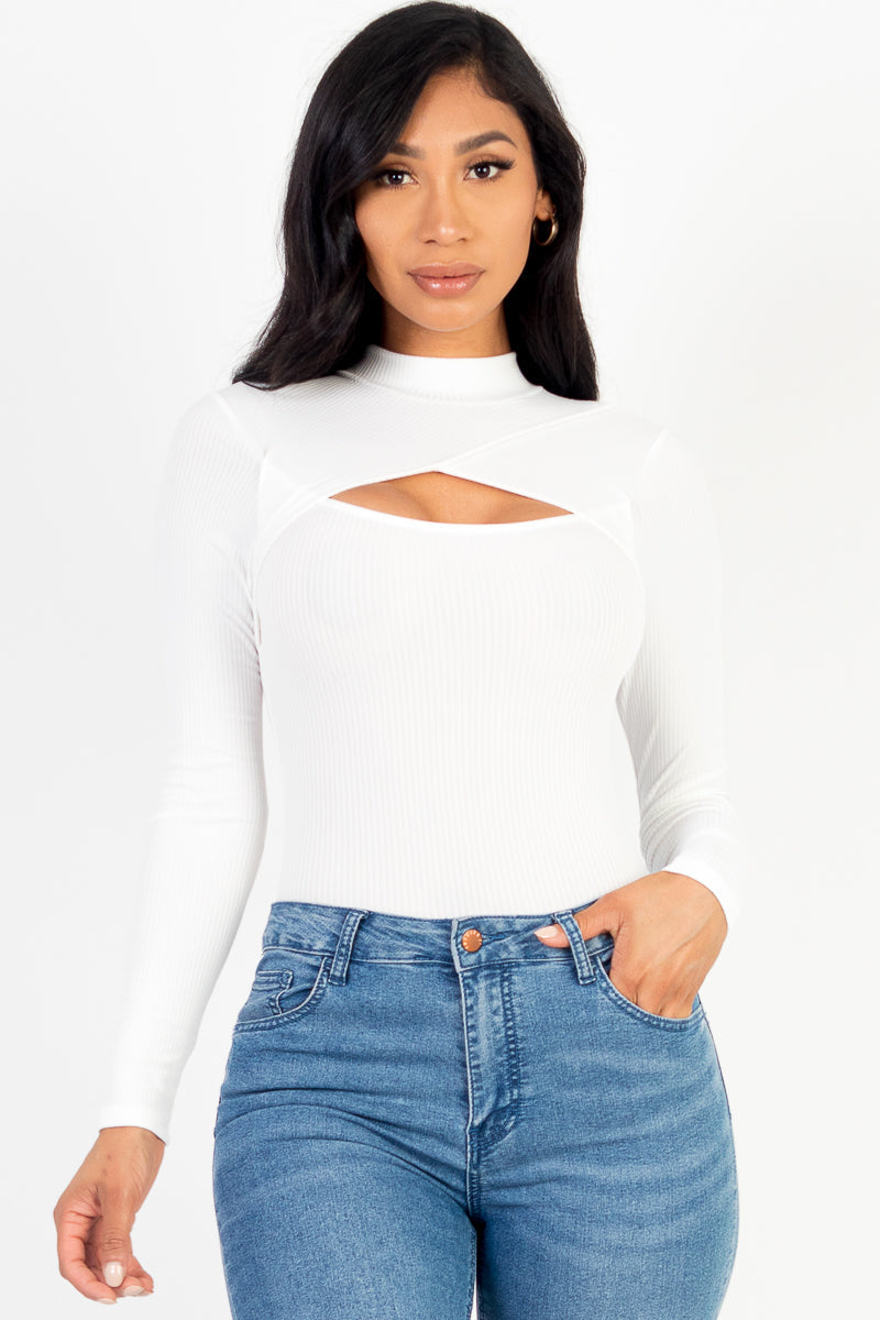 Front Cutout Long Sleeve Bodysuit (CAPELLA) - Capella Apparel