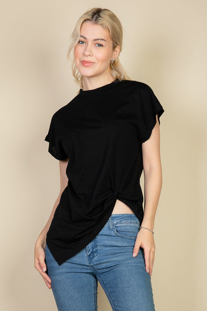 Batwing Sleeve Twist Front Tee - Capella Apparel