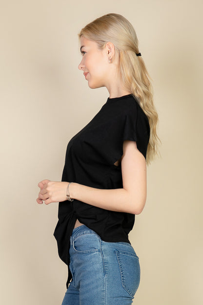 Batwing Sleeve Twist Front Tee - Capella Apparel