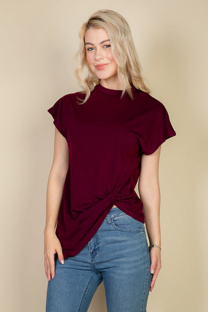 Batwing Sleeve Twist Front Tee - Capella Apparel