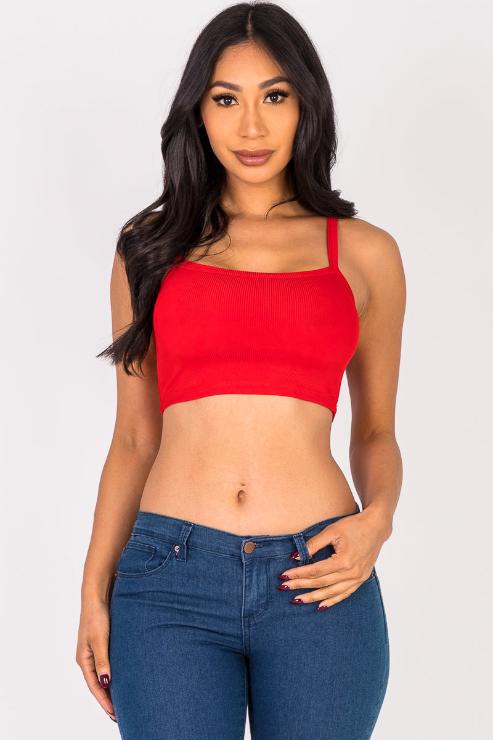 Ribbed Knit Cami Crop Top - Capella Apparel