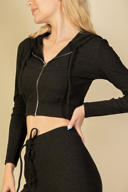 Ribbed Crop Zip Hoodie (CAPELLA) - Capella Apparel