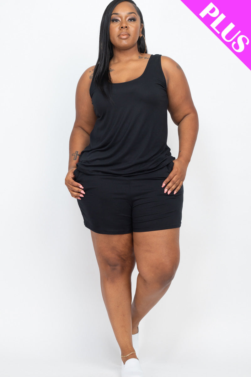 Plus Comfy Tank Top & Shorts Set - Wholesale Capella Apparel