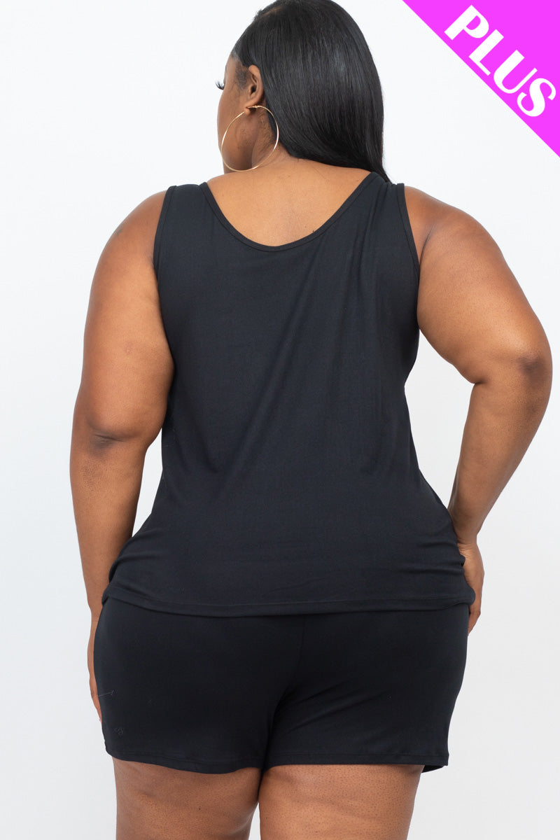 Plus Comfy Tank Top & Shorts Set - Wholesale Capella Apparel