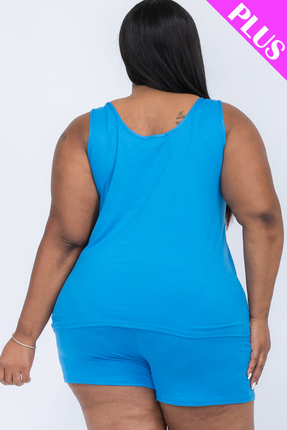 Plus Comfy Tank Top & Shorts Set - Wholesale Capella Apparel