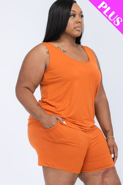 Plus Comfy Tank Top & Shorts Set - Wholesale Capella Apparel