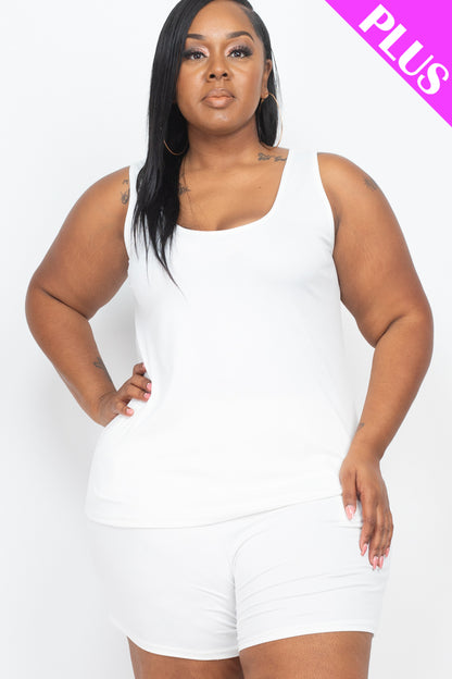 Plus Comfy Tank Top & Shorts Set - Wholesale Capella Apparel