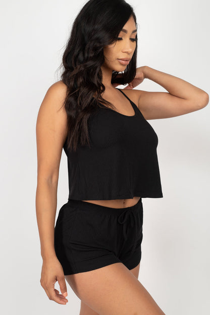 Ribbed Strappy Top & Shorts Set (CAPELLA) - Capella Apparel