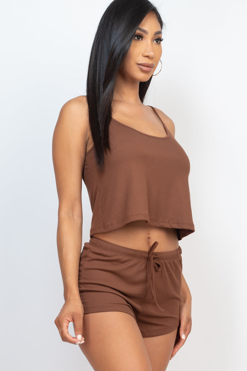 Ribbed Strappy Top & Shorts Set (CAPELLA) - Capella Apparel