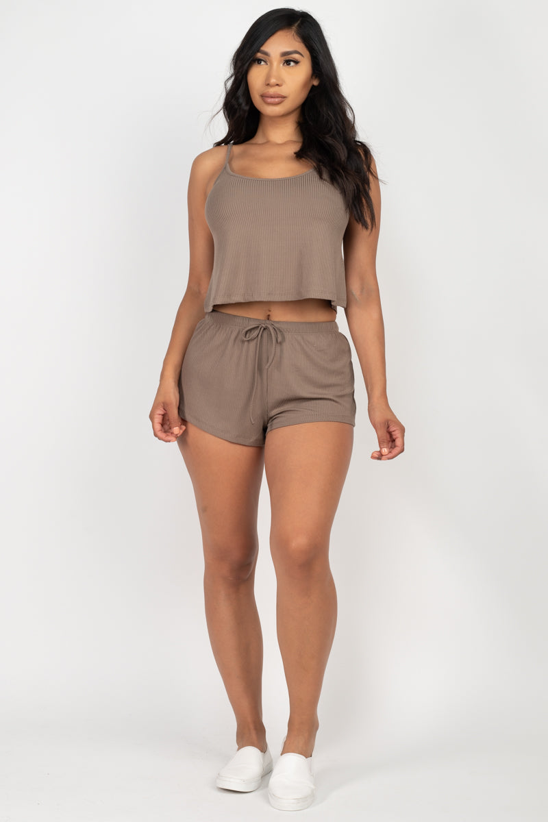 Ribbed Strappy Top & Shorts Set (CAPELLA) - Capella Apparel