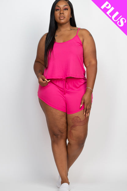 Plus Size Ribbed Strappy Top & Shorts Set - Capella Apparel Wholesale