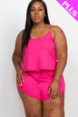 Plus Size Ribbed Strappy Top & Shorts Set - Capella Apparel Wholesale