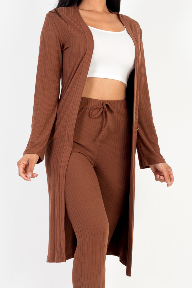 Ribbed Long Cardigan & Leggings Set (CAPELLA) - Capella Apparel