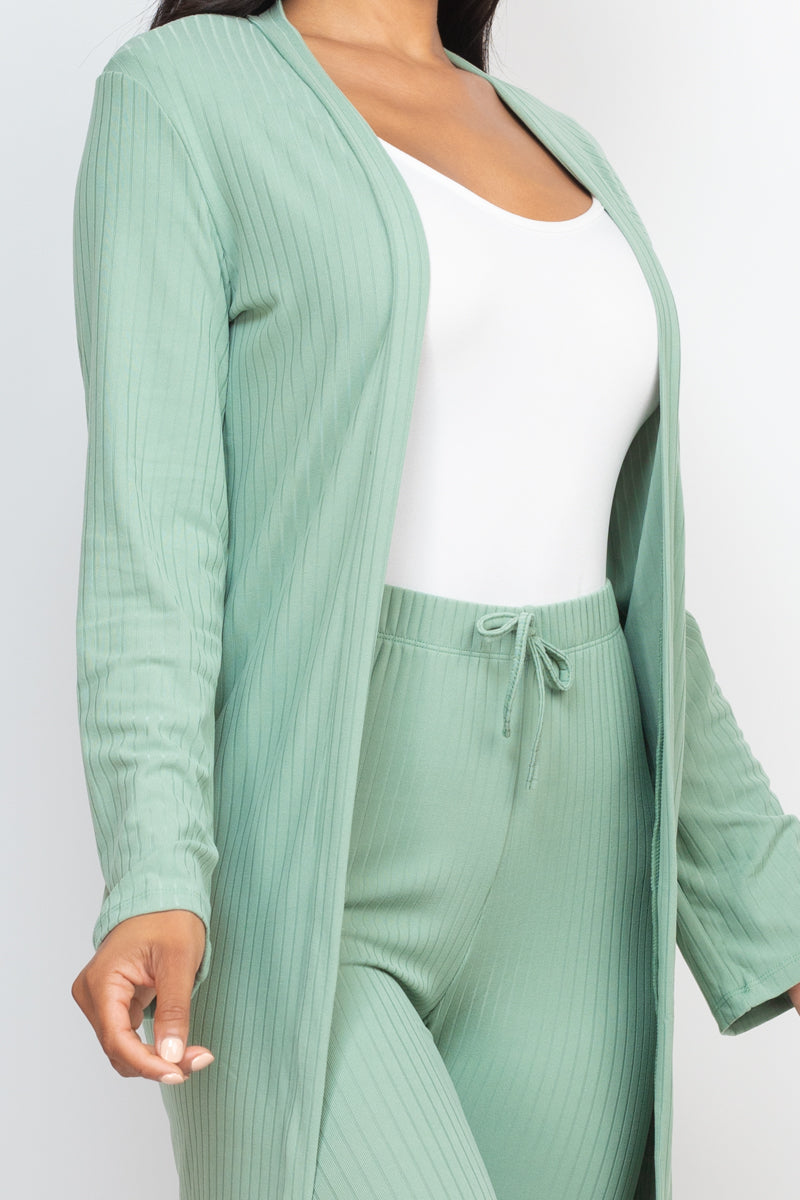 Ribbed Long Cardigan & Leggings Set (CAPELLA) - Capella Apparel