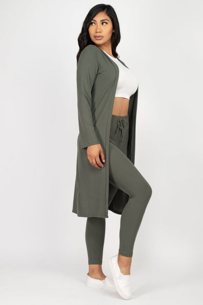 Ribbed Long Cardigan & Leggings Set (CAPELLA) - Capella Apparel