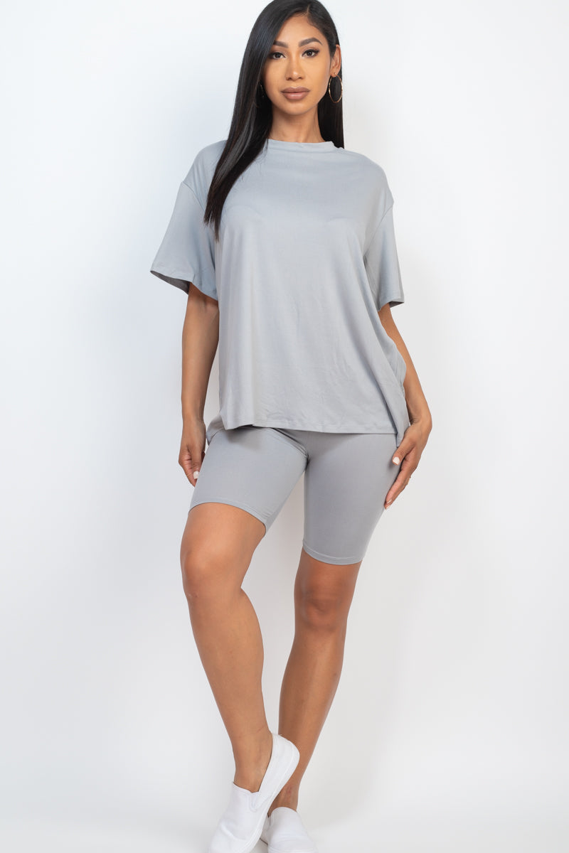 Loose Fit Top & Biker Shorts Set