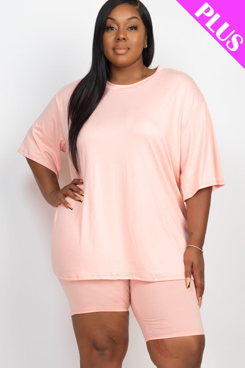 Plus Size Loose Fit Top & Biker Shorts Set - Wholesale Capella Apparel