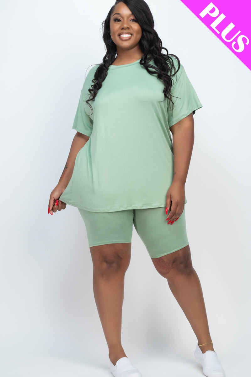 Plus Size Loose Fit Top & Biker Shorts Set - Wholesale Capella Apparel