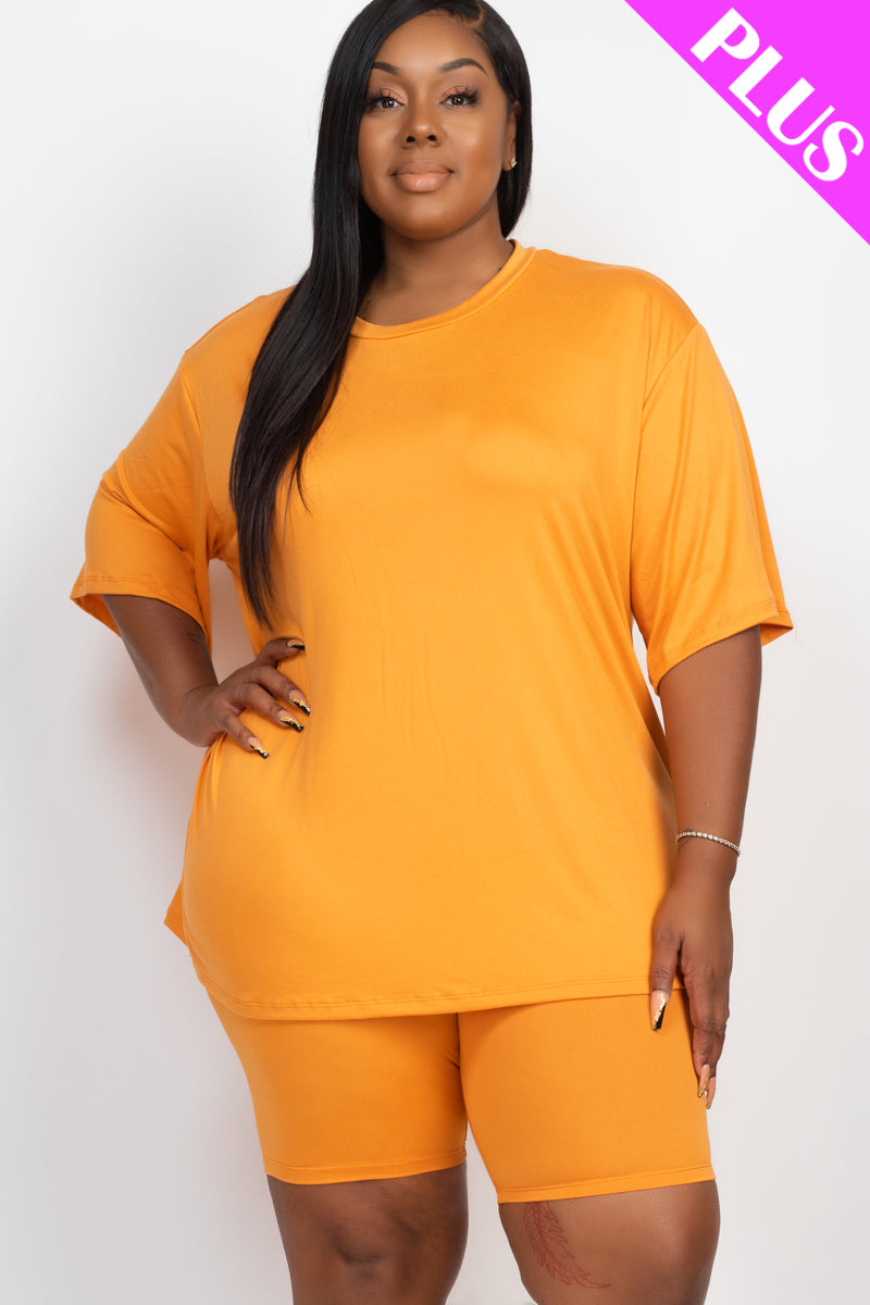 Plus Size Loose Fit Top & Biker Shorts Set - Wholesale Capella Apparel
