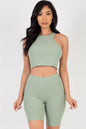 Ribbed Cropped Tank Top and Biker Shorts Sets (CAPELLA) - Capella Apparel