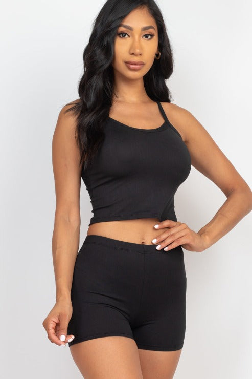 Split Back Cami Top & Shorts Set - Capella Apparel