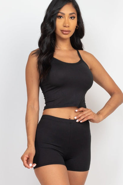 Split Back Cami Top & Shorts Set - Capella Apparel