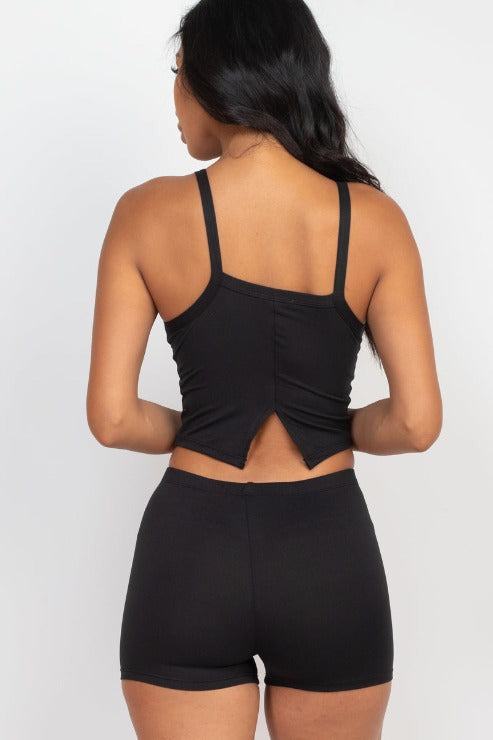 Split Back Cami Top & Shorts Set - Capella Apparel