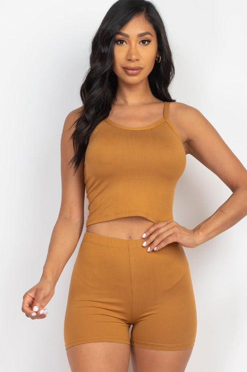 Split Back Cami Top & Shorts Set - Capella Apparel