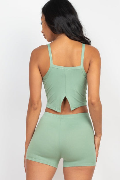 Split Back Cami Top & Shorts Set - Capella Apparel