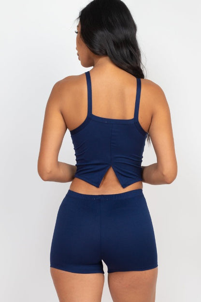 Split Back Cami Top & Shorts Set - Capella Apparel