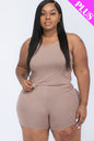 Plus Size Split Back Cami Top & Shorts Set - Capella Apparel