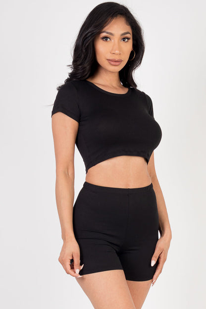 Short Sleeve Crop Top & Shorts Set (CAPELLA) - Capella Apparel