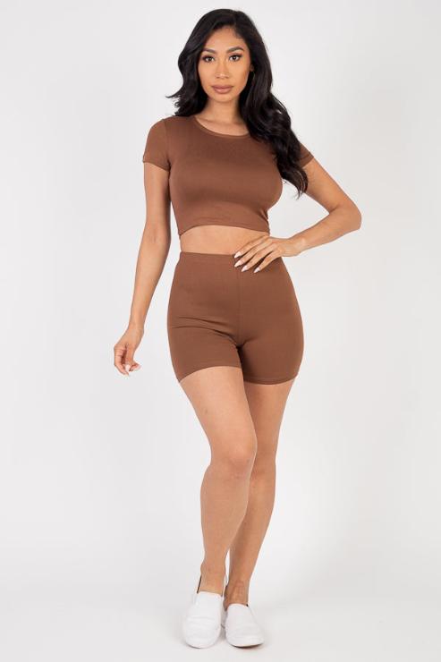 Short Sleeve Crop Top & Shorts Set – Wholesale Capella Apparel