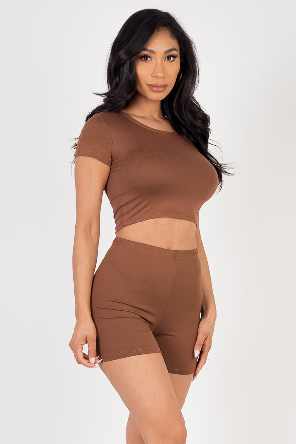 Short Sleeve Crop Top & Shorts Set (CAPELLA) - Capella Apparel