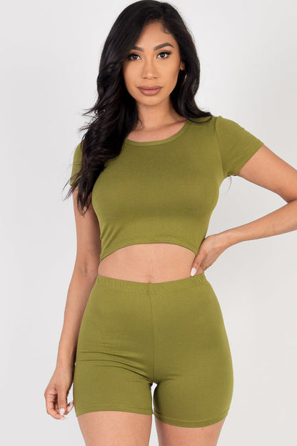 Short Sleeve Crop Top & Shorts Set (CAPELLA) - Capella Apparel