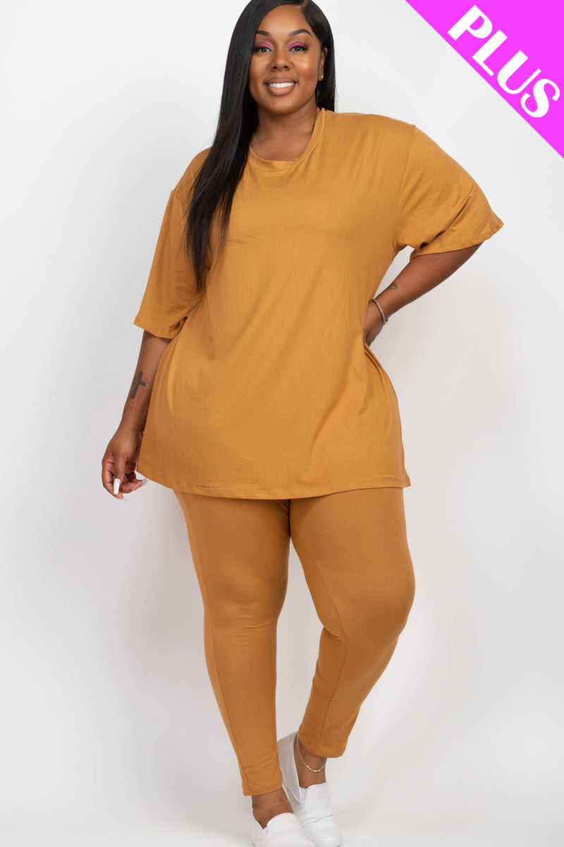 Plus Size Oversized T-shirt & Leggings Set - Capella Apparel