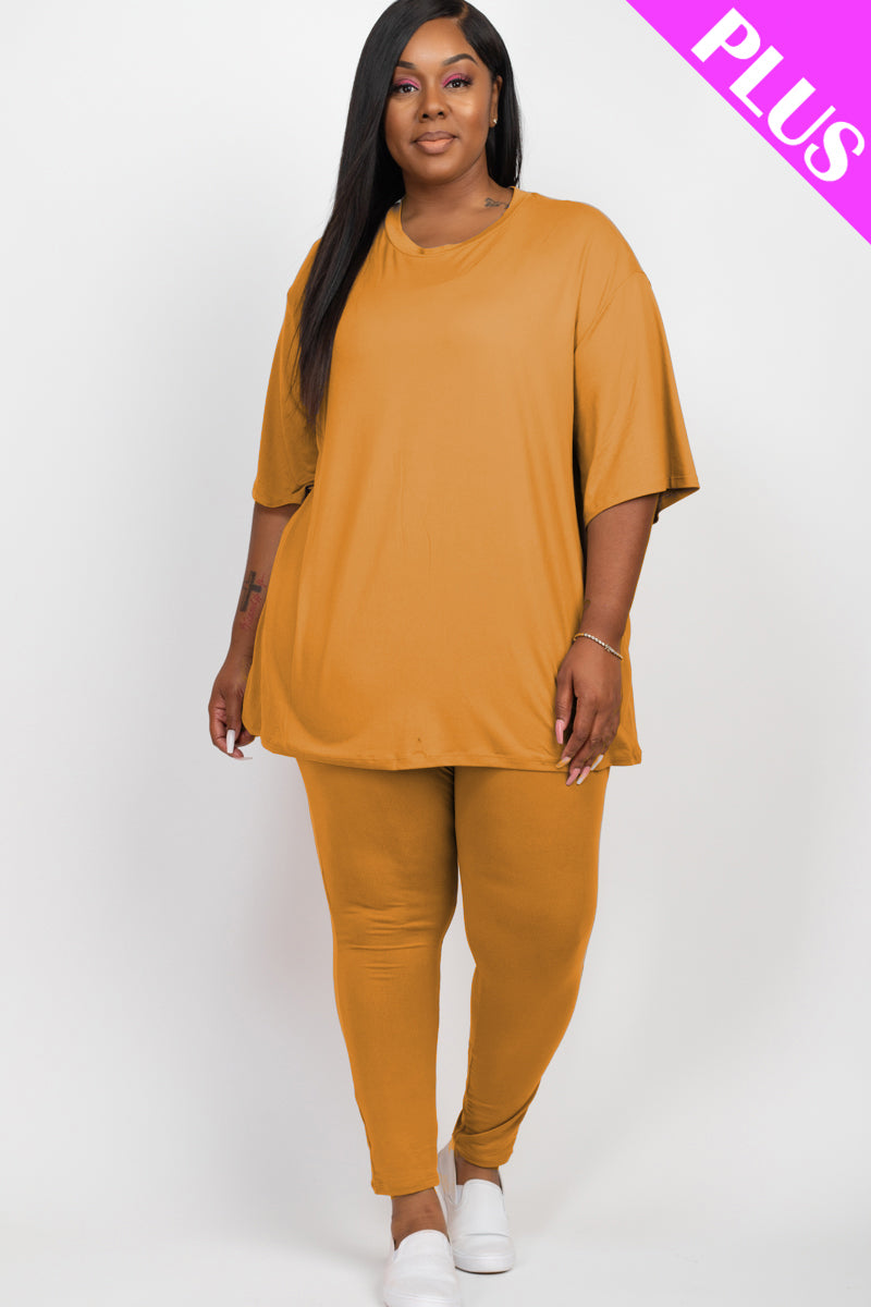 Plus Size Oversized T-shirt & Leggings Set - Capella Apparel