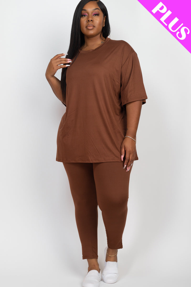 Plus Size Oversized T-shirt & Leggings Set - Capella Apparel