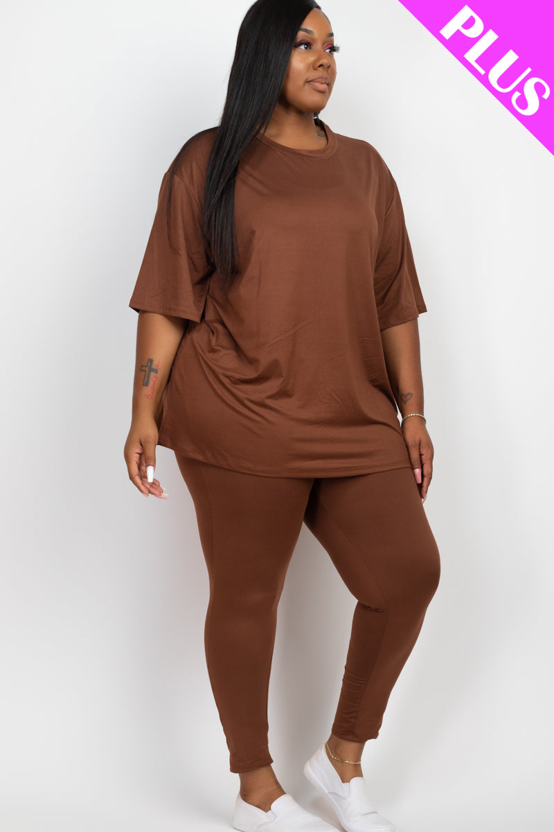 Plus Size Oversized T-shirt & Leggings Set - Capella Apparel