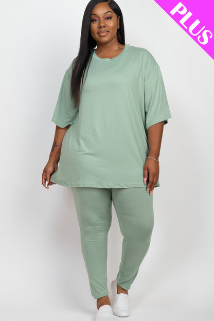 Plus Size Oversized T-shirt & Leggings Set - Capella Apparel