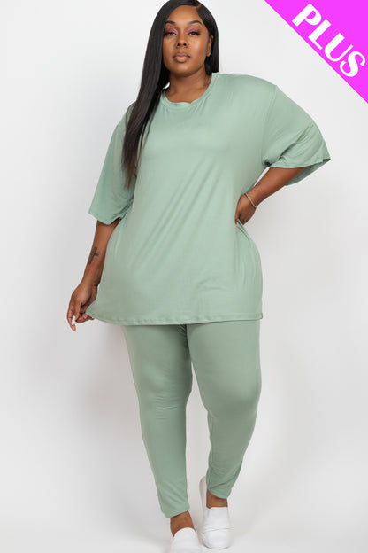 Plus Size Oversized T-shirt & Leggings Set - Capella Apparel