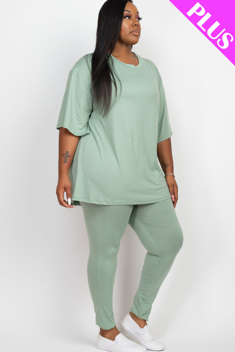 Plus Size Oversized T-shirt & Leggings Set - Capella Apparel