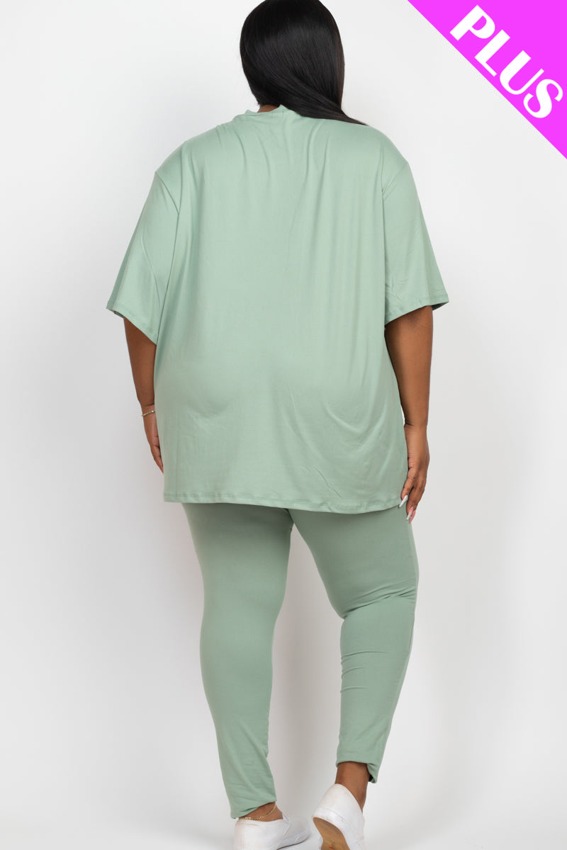 Plus Size Oversized T-shirt & Leggings Set - Capella Apparel